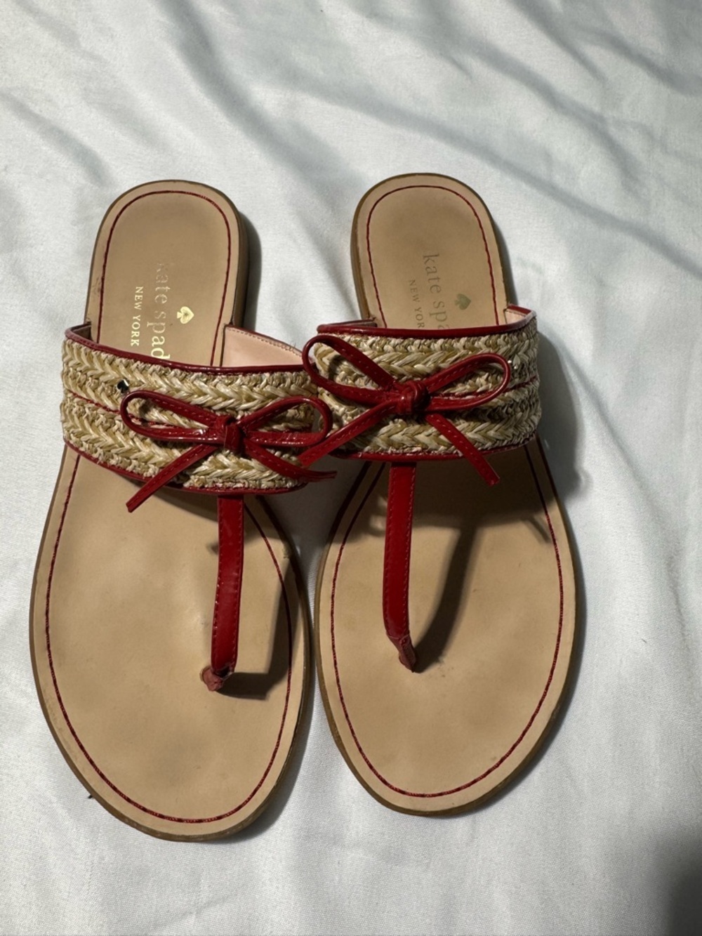 Kate Spade Callie Bow Sandals Size 7B Vacation Beach Resortwear Summer Preppy